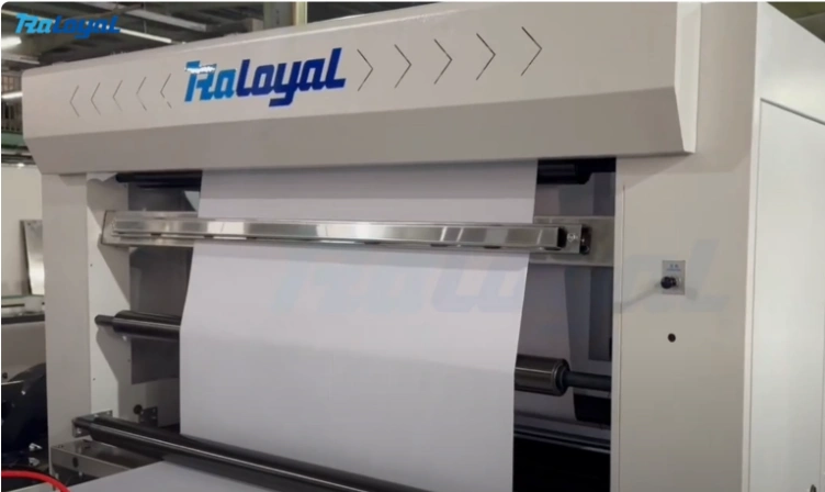 Raloyal--Paper cutting machine with punching + film packaging machine with barcode printing